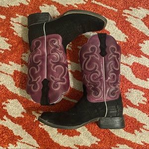 Ariat Black and Purple Heeled Boots